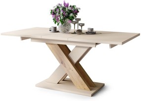 KARO Beige (Champagne)/Rovere Artisan Opaco - MODERNO TAVOLO DA PRANZO ESTENDIBILE FINO A 180 cm!