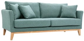 Divano scandinavo sfoderabile 3 posti in tessuto grigio-verde e legno chiaro OSLO