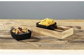 Set di 2 ciotole da portata in ceramica nera con vassoio Elo - Wenko