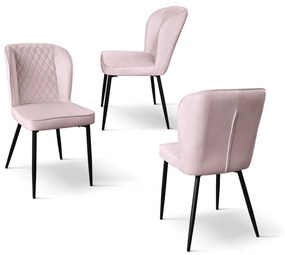 Set di 4 sedie SOHO effetto velluto rosa