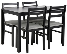 Set TORINO tavolo + 4 sedie Nero/Grigio Chiaro (tessuto Sawana 21) – SET IN LEGNO PER CUCINA/SALA DA PRANZO