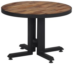 Tavolino Da Salotto Rotondo Ø55x40cm Massello Teak Di Recupero /