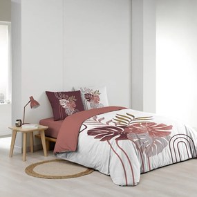 Set copripiumino e federa bianco/rosa in cotone per letto matrimoniale ed esteso 240x220 cm Astria – douceur d'intérieur