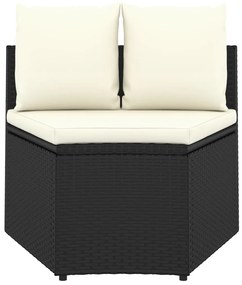 Set divani da giardino 8 pz con cuscini in polyrattan nero