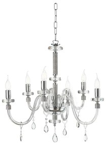 Lampada a sospensione DIDO D65 cm in vetro trasparente lavorato a mano 6 LUCI CROMO