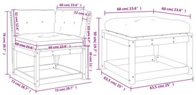 Set Divani Giardino 3 pz con Cuscini Legno Massello di Douglas