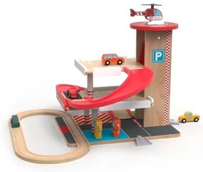 2Kids Toys - Garage in legno con binario del treno