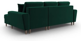 Divano angolare verde allungabile e con contenitore (con penisola a destra/con chaise lounge) con rivestimento in velluto Kyoto – Cosmopolitan Design