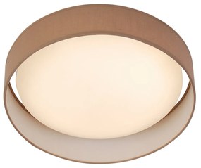 Plafoniera Contemporanea Gianna Acciaio Bianco Tessuto Marrone Led 25W 3000K