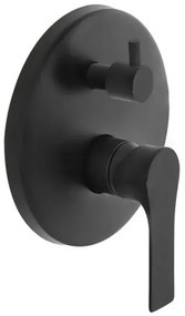 Set doccia a incasso completo nero opaco con braccio 35cm, soffione 25cm, miscelatore e kit doccino Flat