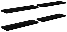 Scaffali a parete 4 pz nero lucido 90x23,5x3,8 cm in mdf