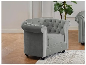 Poltrona CHESTERFIELD in velluto Grigio