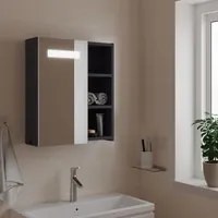 Armadietto Bagno con Specchio e LED Grigio Chiaro 45x13x52 cm 357966