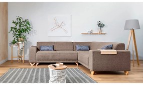 Divano angolare marrone allungabile e con contenitore (con penisola a destra/a L) Classy Sophie – Miuform