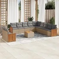 Set Divani da Giardino 12 pz con Cuscini Beige in Polyrattan 3260218