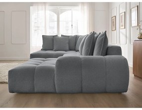 Divano angolare grigio scuro allungabile e con contenitore (penisola a sinistra/a U) con rivestimento in ciniglia Everest – Bobochic Paris