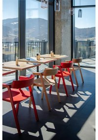 Sedia da pranzo rossa in rovere massiccio con braccioli Flip – Gazzda