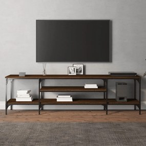 Mobile TV Rovere Marrone 161x35x45 cm Legno Multistrato e Ferro