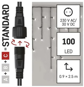 Catena LED natalizia da esterno 100xLED/2,5x0,9m IP44 bianco freddo