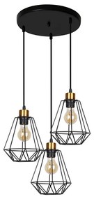 Lampadario a sospensione con filo PRIMO 3xE27/60W/230V nero/oro