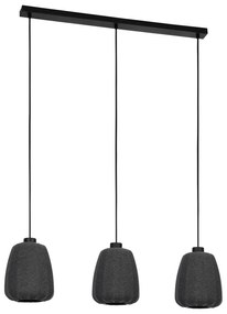 Lampadario A Sospensione Vintage Barlaston Acciaio Nero Grigio 3 Luci E27