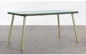 Tavolo da Pranzo Rettangolare in Alluminio e Cristallo (160x90 cm) - The Masie