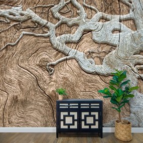 Carta da parati – Albero Astratto su Legno in Beige