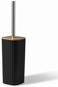 Set accessori bagno nero in plastica e bambù 5 pezzi – Show