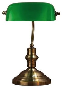 Lampada da tavolo in verde e ottone, altezza 25 cm Bankers - Markslöjd