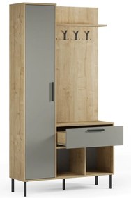 Set da corridoio effetto rovere con decoro verde-naturale 108x195x35 cm Heidy - Marckeric