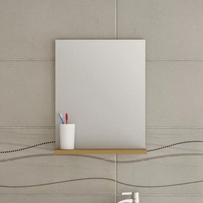 Kamalu - Specchio con mensola 40 cm colore legno naturale | LAC-POLIS-40- OAK