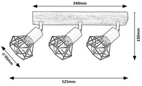 Rabalux 3139 - Faretto ZEUS 3xE14/40W/230V rovere