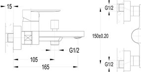 Aqualine - Miscelatore per vasca DAPHNE cromato lucido