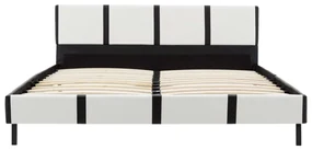 Letto con materasso nero e bianco in similpelle 90x200 cm