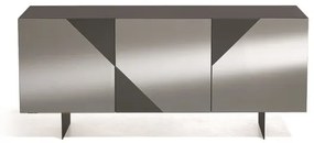Madia credenza 3 ante in vetro specchio Fum cassa Antracite ARTE 180 con 2 piedini