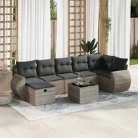 Set Divano da Giardino 8 pz con Cuscini Grigio in Polyrattan 3325616