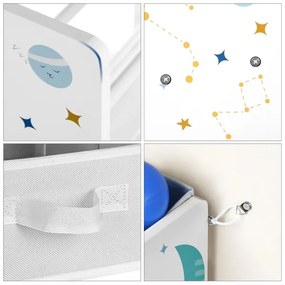 Portaoggetti per bambini con scatole in tessuto ANET blu/bianco