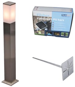 Lampada da esterno in acciaio 80 cm IP44 - Malios con picchetto da terra e pressacavo