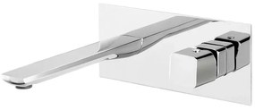 Miscelatore lavabo a muro in ottone con manopola e canna 20 cm Lotus