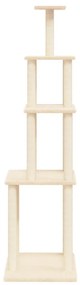 Albero per gatti con tiragraffi in sisal crema 183 cm