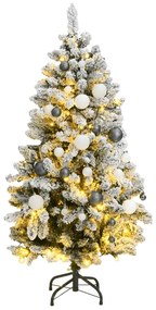 Albero Natale Incernierato con LED e Palline, Albero Natale Incernierato con 150 LED e Palline 120 cm IV