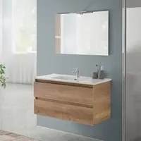 Mobile bagno sospeso 100 rovere naturale completo con 2 cassetti Nadia