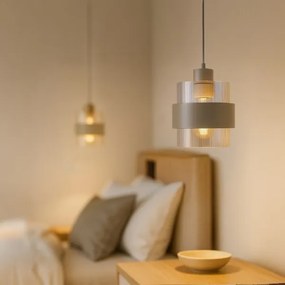 Lampadario a sospensione su cavo VALENTINO 1xE27/15W/230V beige/trasparente