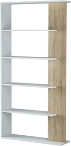 Libreria legno moderna 5 ripiani altezza 180 cm bianco e rovere Alida
