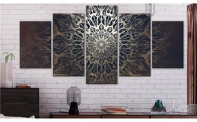 Quadro  Hypnosis (5 Parts) Brown Wide  Colore Oro, Dimensioni e Misure 100x50