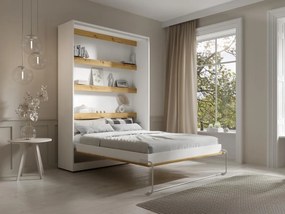 Letto estraibile 140 x 200 cm Apertura verticale manuale Con LED Bianco e Naturale - RAPILI