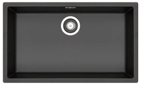 Lavello sottotop 1 vasca PYRAMIS Mistral fibra di vetro L 40 x L 70 cm nero