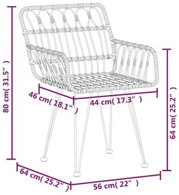 Set da Pranzo da Giardino 5 pz in Polyrattan