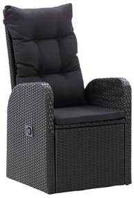 Set da pranzo da giardino 7 pz con cuscini nero