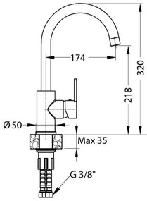 ALVEUS 1129054 - Rubinetto per lavello TONIA 34 cm granito/beige